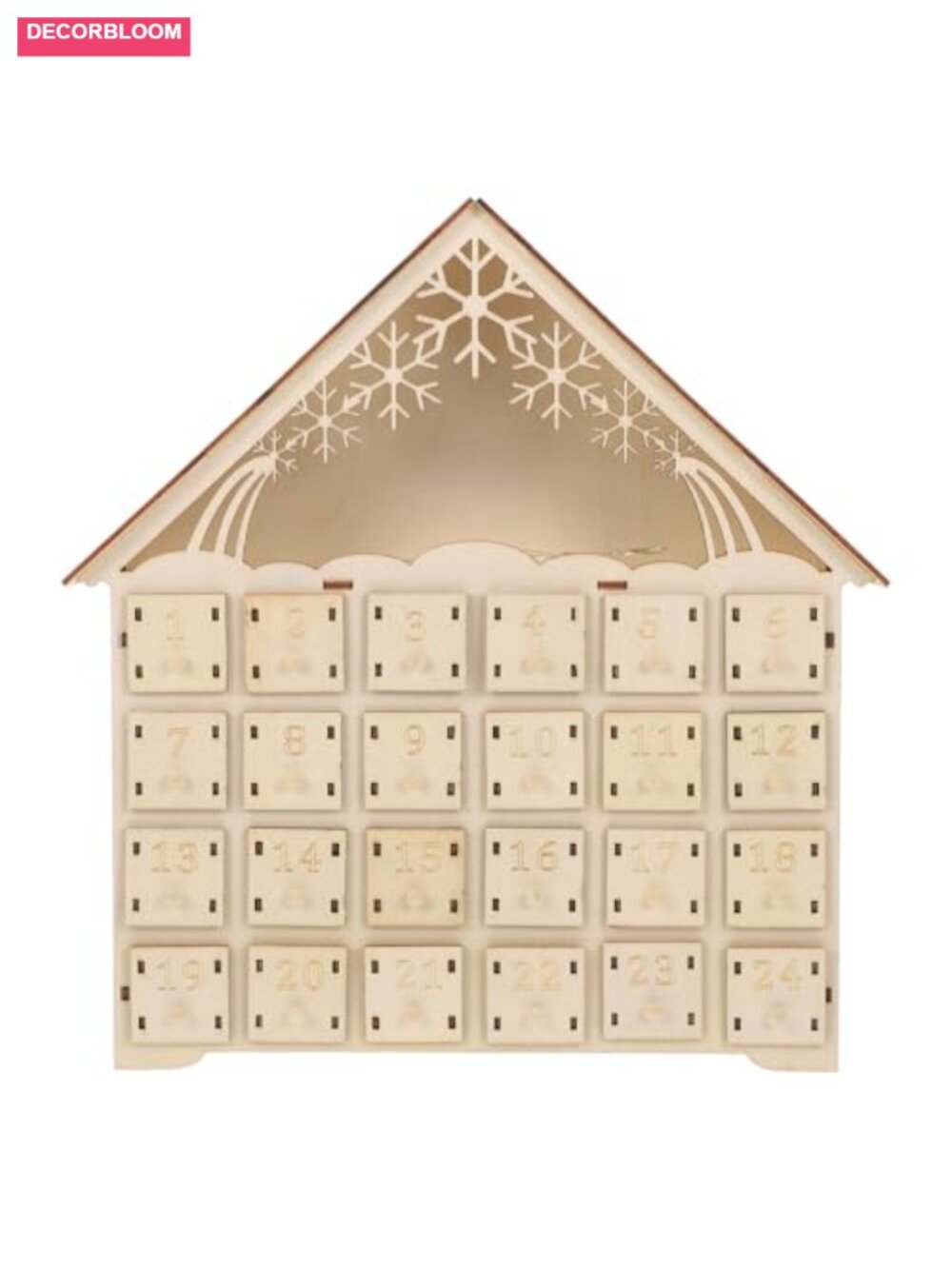 Wooden Light Up Advent Calendar 24 Drawers LED Christmas Countdown House